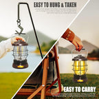 UniqueFire Retro Camping Lantern Rechargeable 1500LM 2 Modes Dimmable,Portable Electric Hurricane Lamp Hands-Free Flashlight,5000 mA High Capacity Battery LED Lanterns for Power Outages Indoor