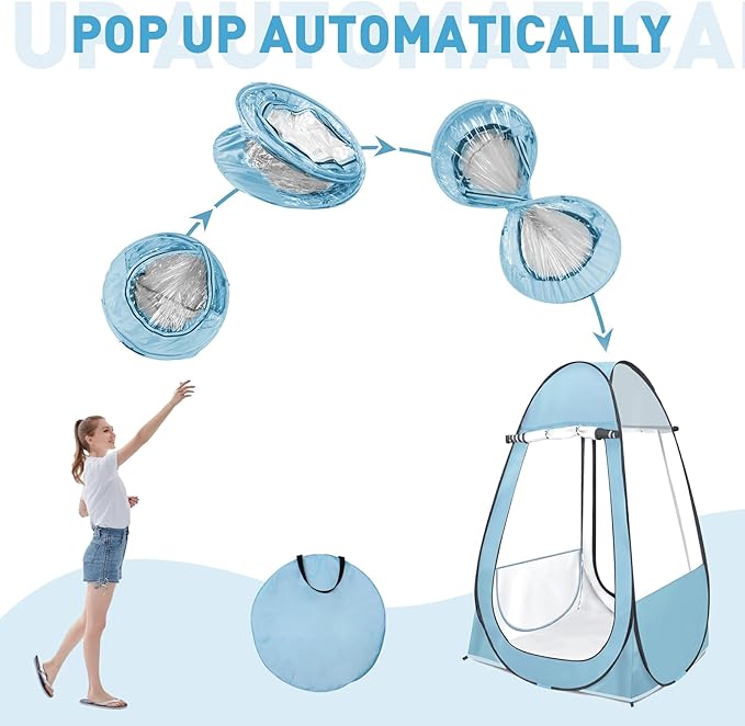 Pop Up Tent, Clear Outdoor Tents Sports Fishing, Rainproof and Windproof Beach Camping, Lightweight and Sturdy, Easy Set Up, UPF 50+ Portable Folding 39" x 64"