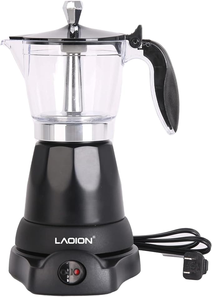 LAOION Cuban Coffee Maker, 6 or 3cup Electric Espresso Coffee Maker, Portable Cafeteras Electricas Modernas, Electric Moka Pot with Detachable Base & Overheat Protection, Coffee Gift for Home Travel