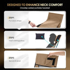 MOON LENCE Oversized Camping Chair for Adults, Height Adjustable High-Back Folding Camping Chair with 400 lbs Capacity, Hidden Pillow Pocket and Wide Seat for Camping, Hiking, Picnics, Khaki