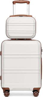 Kono Carry On Luggage Set Lightweight Airline Approved Carry On Suitcase with TSA Lock Spinner Wheels Durable Luggage Hardside Cream White