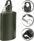 balacoo Camping Canteen, Portable Aluminum Army Water Bottle, Flat Design, 500ml, Ideal for Hiking, Camping, and Outdoor Activities (Random Color)