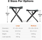 16" Foldable Portable Camping Stool Heavy Duty 350lbs for Adults Hiking, Lightweight Travel Stool with Carry Bag, Gray