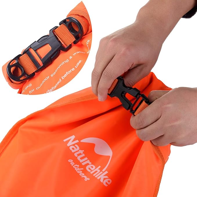 Naturehike 18L High Visible Safety Swim Buoy - Ultralight Bubble Tow Float and Dry Bag for Open Water Swimming Kayaking Snorkeling Diving Trailing with Adjustable Waist Belt