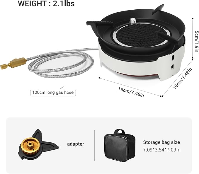 Camping Stove 3600W Portable Backpacking Stove with Piezo Ignition, Fuel Canister Adapter Windproof Gas Stove for Camping Hiking Outdoor Cooking