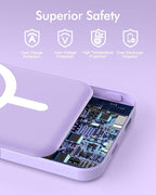 podoru for Magsafe Battery Pack, 5000mAh Magnetic Power Bank with Type-C Cable 20W PD Fast Charging Lighting Input Wireless Portable Charger for iPhone iPhone 17/16/15/14/13/12/ All Series-Purple