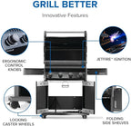 Napoleon Rogue 525 Propane Gas Grill, Black, Stainless Steel Grids, Durable 4-Burner Grill