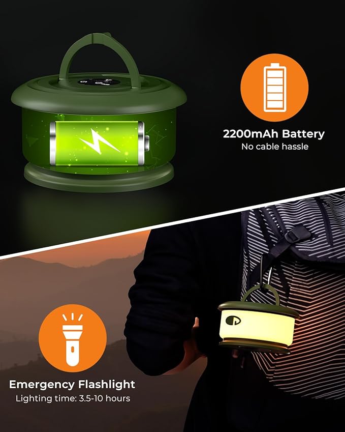 Camping String Lights, Retractable 32.8ft RGB Flash Lamp, Rechargeable Fairy LED Rope Lights Outdoor Waterproof, Portable Hanging Lantern for Outside Tent Patio Awning Garden RV Essentials