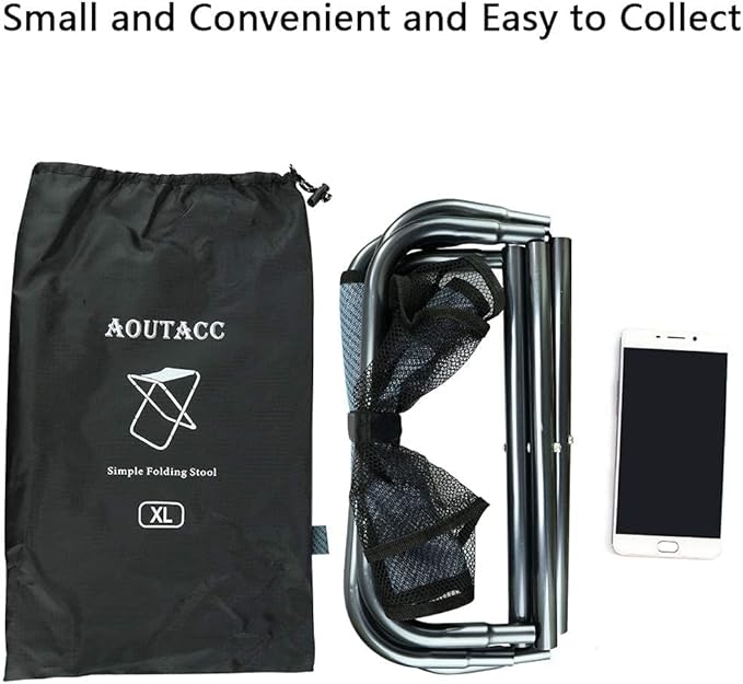 AOUTACC Ultralight Portable Folding Camping Stool for Outdoor Fishing Hiking Backpacking Travelling(XL:13"x14"x15";Large:11.8"x11"x11.4"; Medium:8.3"x9.5"x 11")
