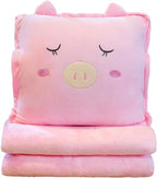 Fruit Throw Blanket and Pillow Set, Travel Blanket Compact Convenient Bed Throw Pillows with Airplane and Car Suitable for Office Nap Time (B, 67in x 59in)