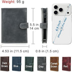 CONTACTS Full Grain Leather Passport Holder with Compatible with Airtag RFID Blocking Passport Wallet Travel Slim Passport Cover with SIM Card Removal Tool (Gray)