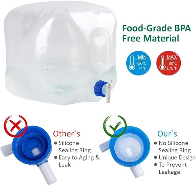 INNO STAGE 2 Pack Collapsible Water Container 2.6 Gallon with Spigot, Camping Water Storage Carrier Jug for Outdoors
