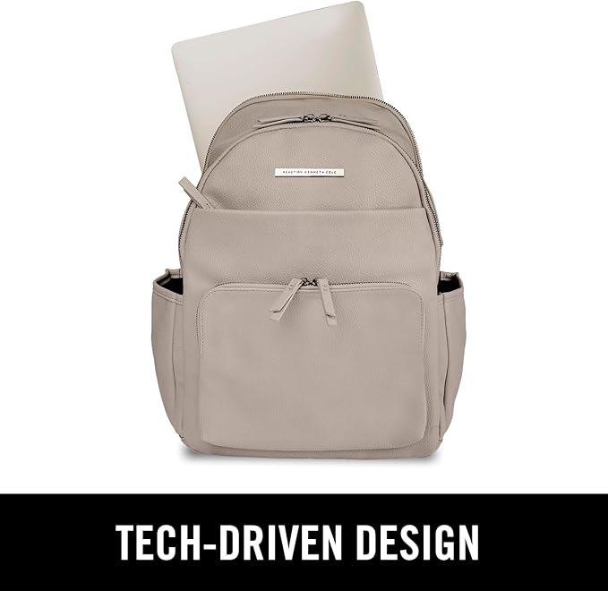 Kenneth Cole REACTION Marley Vegan Pebble Leather Backpack, Taupe, 15" Laptop