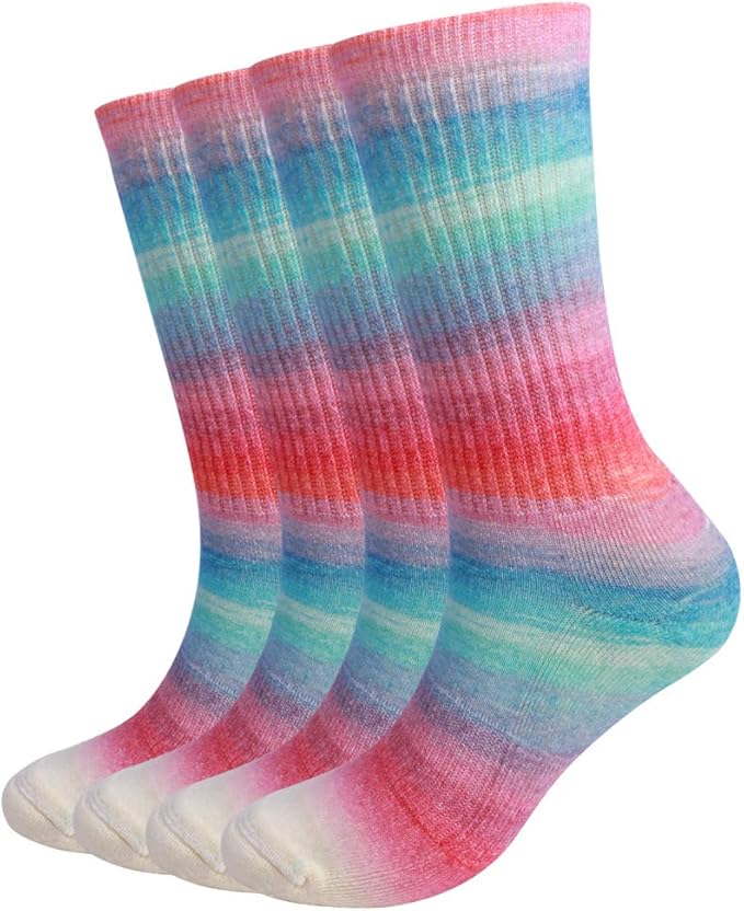 EnerWear 4 Pack Women's Merino Wool Outdoor Hiking Trail Crew Sock