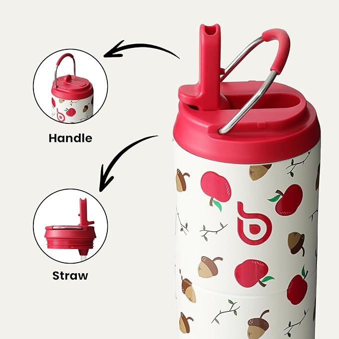 BOTTLE BOTTLE Insulated Water Bottle 24oz with Straw Lid and Handle for Sports Travel Gym Stainless Steel Water Bottles Double-Wall Vacuum Metal Leak Proof BPA-Free