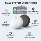 4 Pack Smart Tag Tracker, Dual System Air Tracker Tag for iOS and Android, Compatible with Apple Find My or Google Find Hub Smart Keys Finder Item Locator with Waterproof&Light (Black)