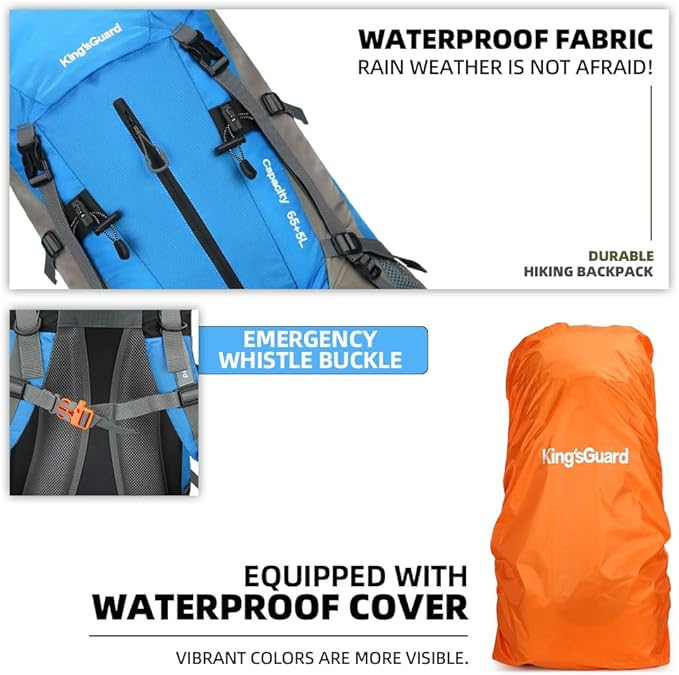 70L Camping Hiking Backpack with Rain Cover Waterproof Backpacking Backpack for Hiking Treeking Climbing Outdoor