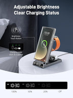 Magnetic Wireless Charger for Samsung, 3 in 1 Android Charging Station for Samsung Galaxy Z Fold/Flip 7/S25 Ultra/S24 Ultra, Foldable Charger for Samsung Galaxy Watch Ultra/8/7/Galaxy Buds 3 (Gray)