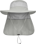 3 Pack Mens UPF 50+ Wide Brim Sun Hat with Neck Flap for Fishing Hiking Garden