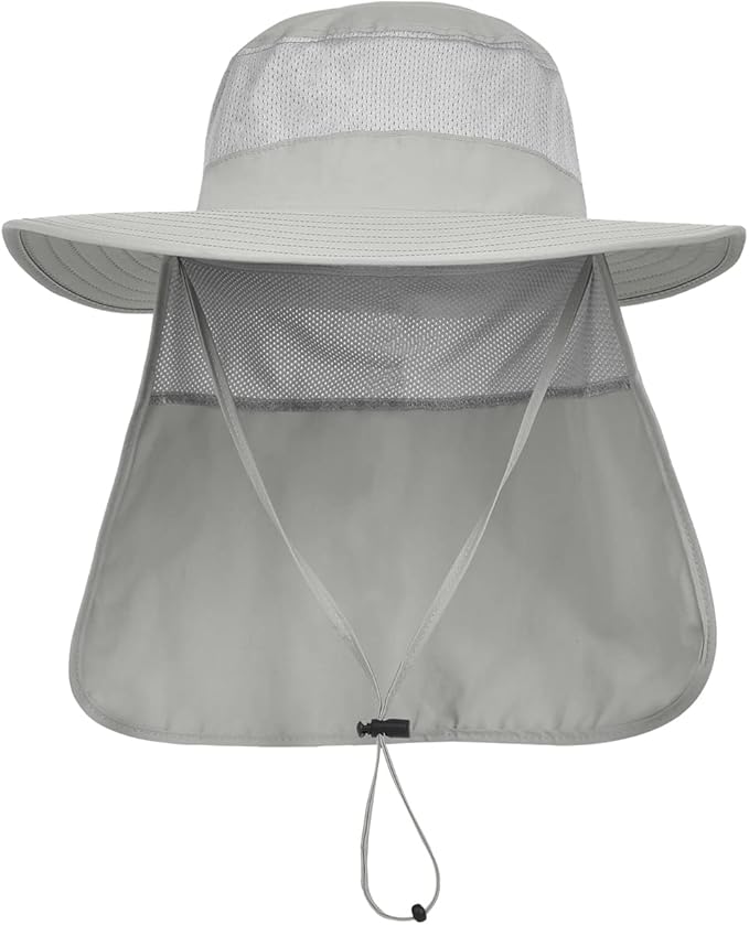 3 Pack Mens UPF 50+ Wide Brim Sun Hat with Neck Flap for Fishing Hiking Garden