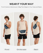 WATERFLY Lightweight Small Fanny Pack: 1.5L Mini Slim Crossbody Waist Belt Hip Bag with RFID Blocking, Anti-Theft & Water Resistant Pouch for Women Men Travel Hiking Running Walking EDC