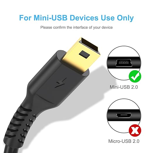 ULIFTUS 10FT Mini USB Cable, Standard USB 2.0 to USB Mini B Charging Cord Durable PS3 Controller Cable Compatible with MP3 Player, Camera, Dash Cam, Hero 3+(Black)