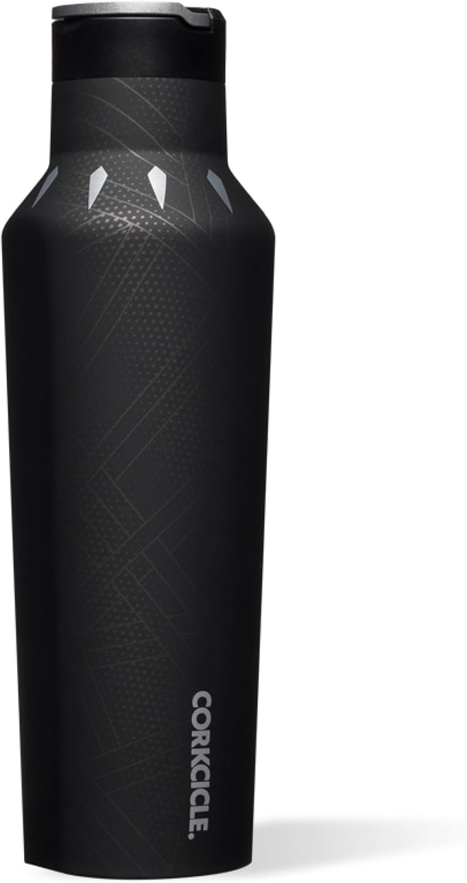 Corkcicle Sport Canteen - Keeps Beverages Cold 25 Hours - Triple Insulated Stainless Steel - Screw-On Lid - Reusable Bottle - Summer Drinkware Gift - Keeps Drinks Ice Cold - 20 oz - Black Panther