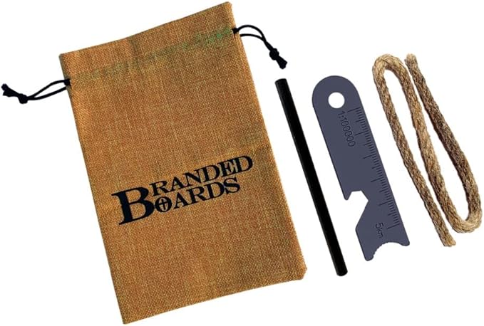 Portable Bushcraft Stainless BBQ Cooking Grill Grate, Bamboo Cutting Board, Burlap Bag, Mini Knife, Fire Starter Kits. Camping, Campfires, Backpacking, Hunting & Fishing Gear