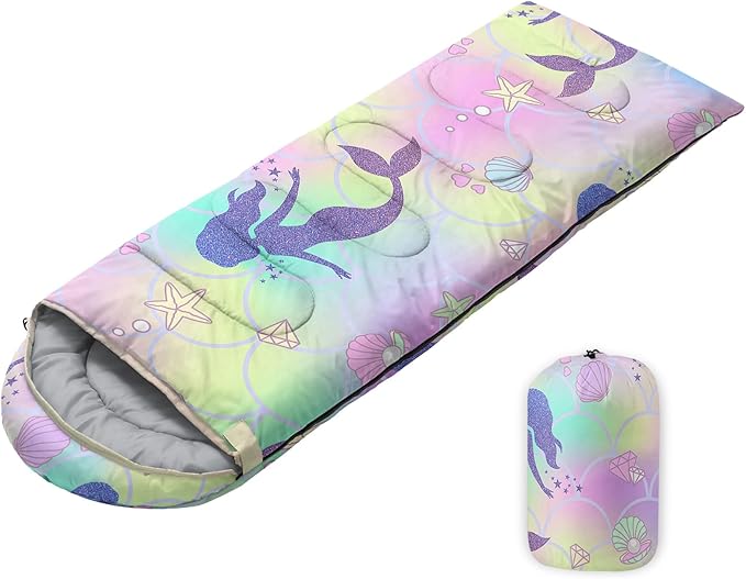 Sleeping Bags for Adults Youth Kids,3D Printing Camping Sleeping Bag for Girls Boys Lightweight Waterproof Cold/Warm Weather Sleeping Bag for 3 Seasons