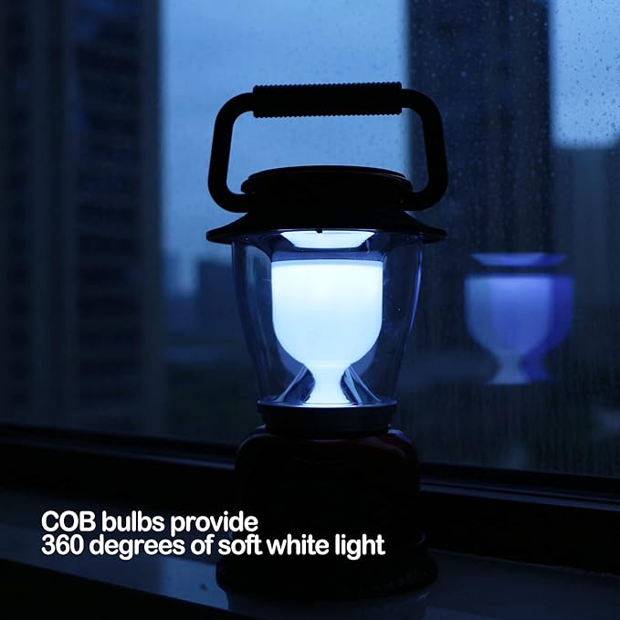 LED Lantern Variable Power Retro Battery Powered Camping Light, COB High Brightness Dimmable Camping Lamp for Hiking, Fishing, Repairing and Emergency Lighting (Red-2 Pack)