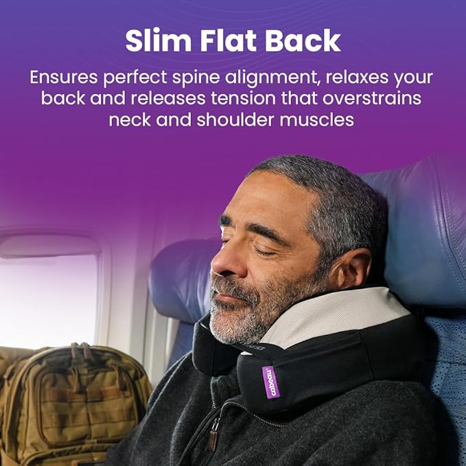 Cabeau Travel Neck Pillows for Airplanes – The Neck’s Evolution, TNE S3 – Supportive Memory Foam Design for Long Haul Flights – Attachable Seat Straps and 360° Support (Sydney Blue)