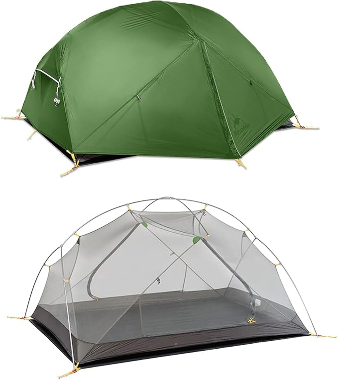 Naturehike Mongar Backpacking Camping Tent 2 Person Lightweight 3 Season Waterproof Hiking Tent Double Crossbars Easy Setup Double Layer for Hunting Outdoor Mountaineering Travel with Footprint