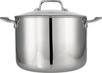 Tramontina Tri-Ply Clad Stainless Steel 8-Quart Stock Pot with Glass Lid, Induction-Ready Pasta Pot, Dishwasher-Safe, NSF-Certified, Made in Brazil