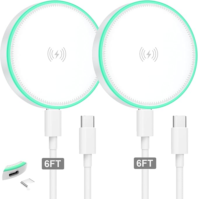 MagSafe Charger 2Pack 15W Magnetic Wireless Charger Fast Charging Pad with 6FT USB C to USB C Cable Compatible with iPhone 17/16/15/14/13/12 Series & AirPods 4/3/2/Pro | Strong Magnet Technology