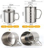 Stainless Camping Cup, 350ml Stainless Steel Camping Cup with Lid and Foldable Handle, High Temperature Direct Heating, Great for Backpacking