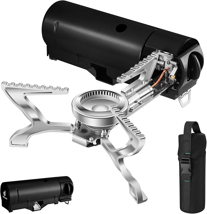 Odoland Portable Camping Stove Butane 1400W Gas Stove Collapsible Backpacking Stove for Indoor Outdoor Cooking Hiking and Picnic