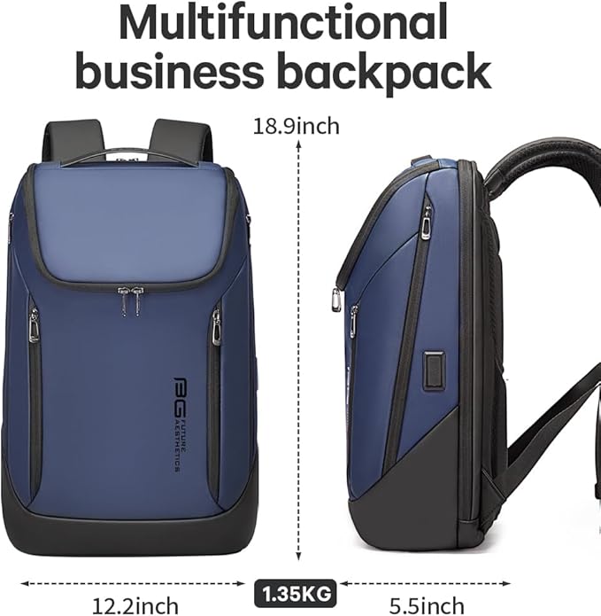 BANGE Business Smart Backpack Waterproof fit 15.6 Inch Laptop Backpack with USB Charging Port,Travel Durable Backpack
