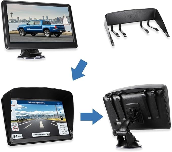GPS Navigator 7 inch Touch Screen 256-16GB, GPS Navigation for Car Truck RV, 2025 Maps (Free Lifetime Updates), GPS Commercial Drivers Semi Trucker Navigation System, Spoken Turn-by-Turn Direction