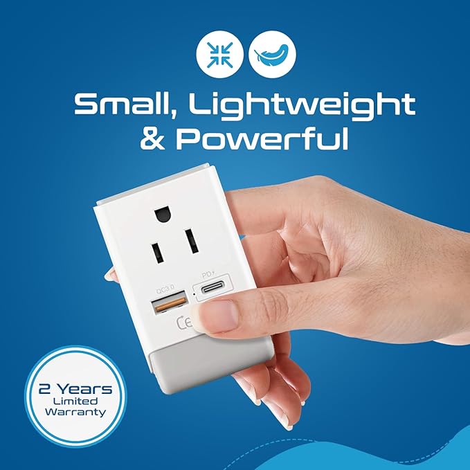 Ceptics Switzerland Plug Adapter, Travel with QC 3.0 & PD, Safe Dual USB & USB-C - 2 USA Socket Compact & Powerful - Quick Charge 3.0 & Power Delivery - Type J AP-11A - Fast Charging