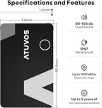 ATUVOS Wallet Tracker Card Ultra-Thin 1.6mm, Smart Air Tag Bluetooth Tracker Works with Apple Find My (iOS Only), Item Finder Tag for Luggage, Passports, 3-Year Battery Life, IP67 Waterproof, 1 Pack