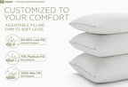 Cooling Pillow for hot Sleepers -Bed Pillows Standard Size Premium Set of 2 - Adjustable Shredded Memory Foam - Medium to Firm Pillows for Back, Stomach & Side Sleepers - Washable Cover