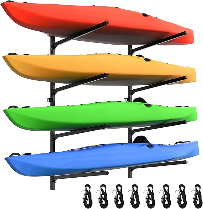 Kayak Rack for Outdoor Storage, Kayak Storage Rack, Adjustable Freestanding Kayak Rack Stand Holder for Paddleboard Surfboard for Indoor, Outdoor