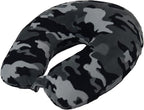 Wolf Essentials Adult Cozy Soft Microfiber Neck Pillow, Compact, Perfect for Plane or Car Travel, Black Camo (Pack of 2)