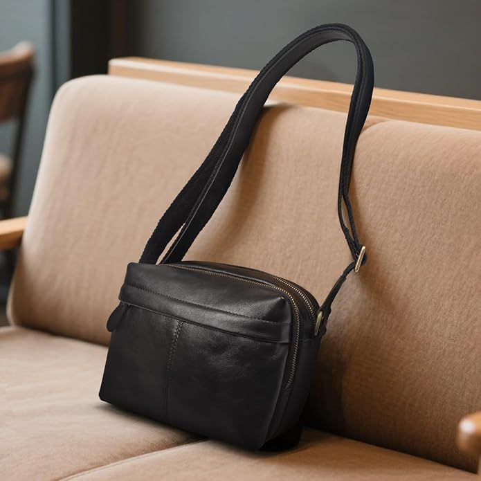 Augus Men's Leather Messenger Bag Shoulder Crossbody Backpack Bags Purse for Women Vintage Anti-Theft Waterproof Casual