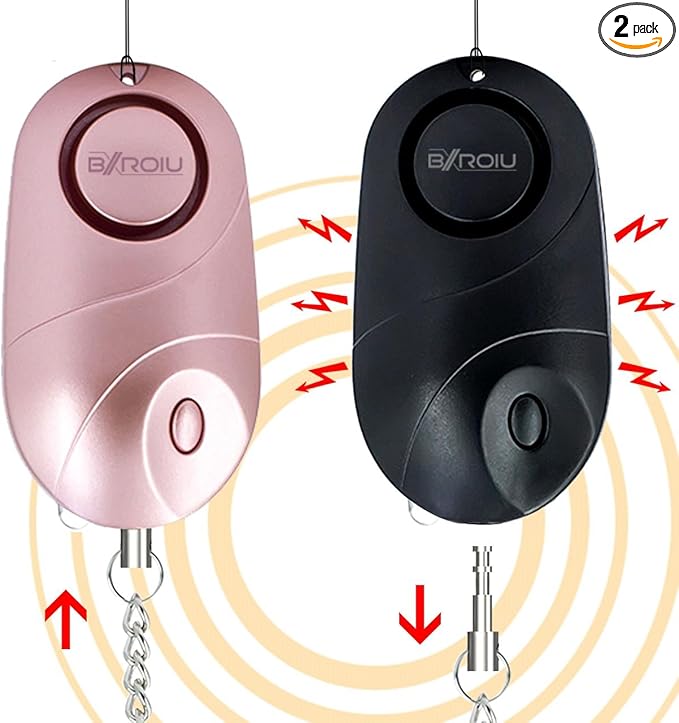 Personal Alarm Siren Emergency Self Defense Security with LED Lights Safety Alarm for Women Kids and Elders (Rose Gold + Black)