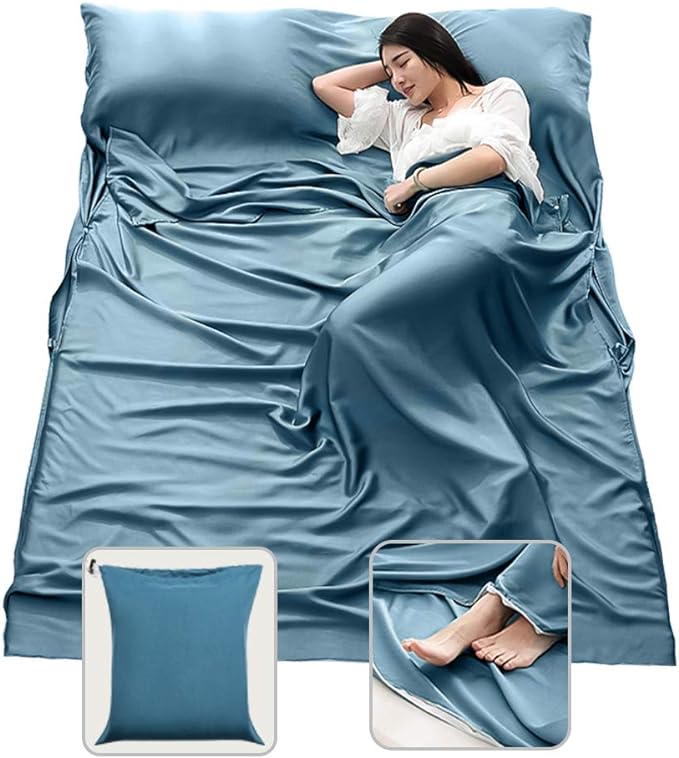 Sleeping Bag Liner Lightweight Compact Sleeping Bag Sack Portable Clean Travel Sheet Camping Sleep Sheet for Backpacking Hotel Hiking