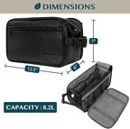 PAVILIA Toiletry Bag for Men, Travel Essentials Shaving Dopp Kit, Mens Travel Bag Toiletries Organizer Case for Grooming, PU Leather Water Resistant Cosmetic Bag Pouch (XL, Black)