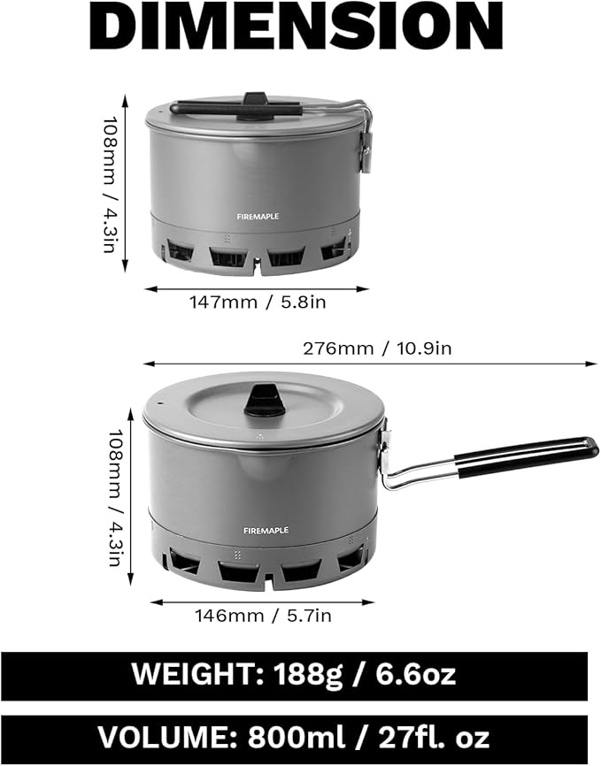 Fire-Maple Petrel Ultralight Pot- High Efficiency Aluminum Camping and Backpacking Pot with Heat-Proof Handle, Portable and Compact