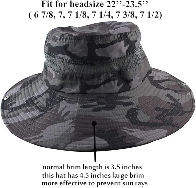 CAMOLAND Mens Fishing Hat Wide Large Brim Sun Hat with Outdoor UV Protection