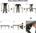 ROCK CLOUD Folding Camping Table Aluminum Portable Roll-Up Picnic Table 4-6 Person for BBQ Backyard Patio Party, 48x24 in, Wood Grain